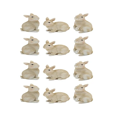 Slickblue Adorable Mini Bunny Rabbit Figurines - Set of 12 Easter Decor