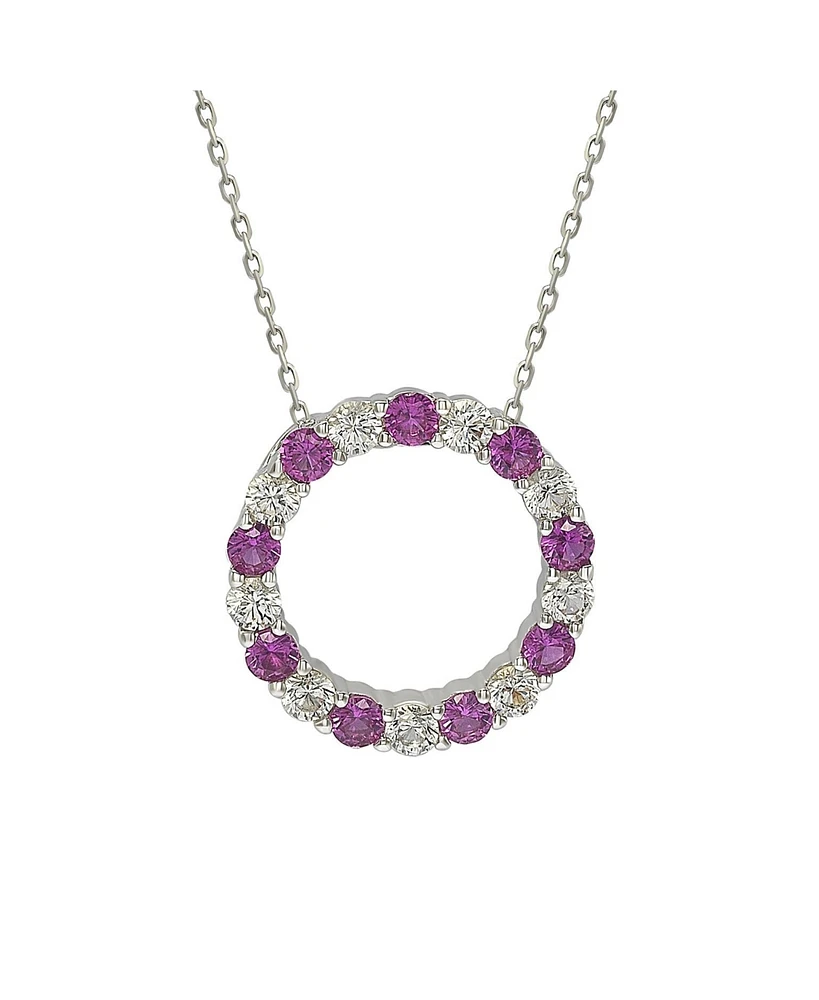 Suzy Levian New York Pink Sapphire & Lab-Grown White Sapphire Alternating Circle Eternity Pendant Necklace in Sterling Silver by Suzy Levian