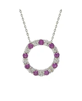 Suzy Levian New York Pink Sapphire & Lab-Grown White Sapphire Alternating Circle Eternity Pendant Necklace in Sterling Silver by Suzy Levian