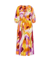 City Chic Women's Swirl Tie Print Dress