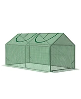 Outsunny 4'x2'x2' Portable Mini Greenhouse with Pe Cover, 2 Top Windows, Green