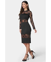 Bebe Women's Lace Inset Midi Dress