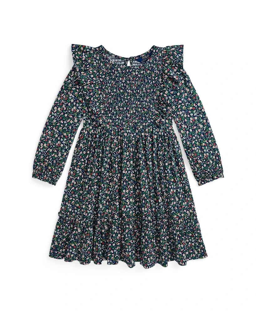 Polo Ralph Lauren Big Girls Floral Smocked Cotton Jersey Dress