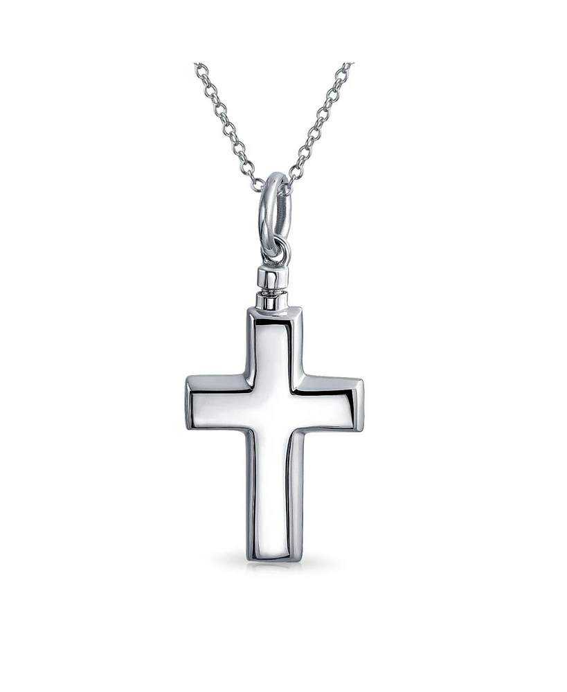 Bling Jewelry Large Cross Locket Pendant For Women Memorial Cremation Urn Holder Necklace For Ashes Sterling Silver