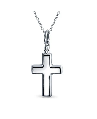 Bling Jewelry Large Cross Locket Pendant For Women Memorial Cremation Urn Holder Necklace For Ashes Sterling Silver