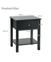 Sugift Nightstand End Table with Drawer and Shelf
