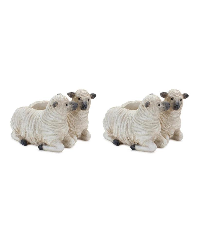 Slickblue Rustic Sheep Couple Planters Set Adorable Home Garden Decor