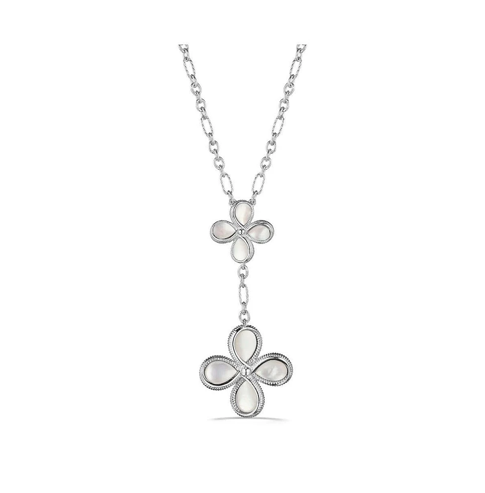 Judith Ripka Jardin Floral Drop Necklace with Mother of Pearl