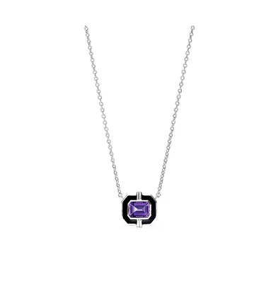 Judith Ripka Adrienne Necklace with Enamel and Amethyst