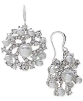 Charter Club Imitation Pearl & Glass Crystal Swirl Cluster Drop Earrings, Created for Macy's
