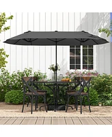 Slickblue 13FT Double-sided Patio Twin Table Umbrella with Crank Handle