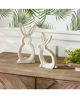 Slickblue Carved Stone Bunny Outline Decor (Set of 2)