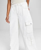 And Now This Women's Corduroy Wide-Leg Cargo Jeans, Created for Macy's