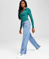 And Now This Women's Studded Wide-Leg Mid-Rise Jeans, Created for Macy's