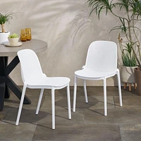 Modern Perforated Outdoor Dining Chair Set for Refined Outdoor Designs