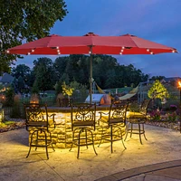 Streamdale Furniture 15' x 9' Double-Sided Crank Patio Umbrella with Vent and Uv Protection