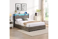 Streamdale Furniture Full Bed Frame, Storage Headboard with Charging Station, Solid and Stable, Noise Free, No Box Spring Needed, Easy Assembly