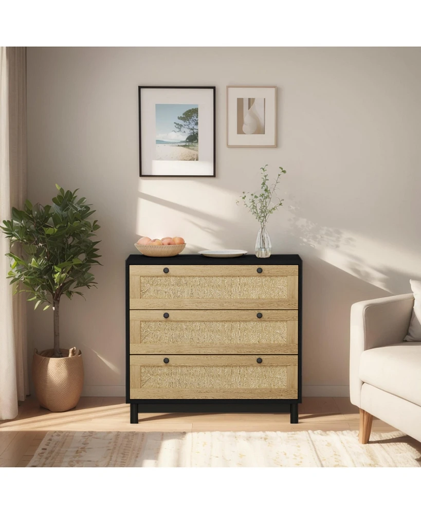 Simplie Fun Rattan Dresser with Woven Drawers | Ample Storage Space | Durable & Stylish