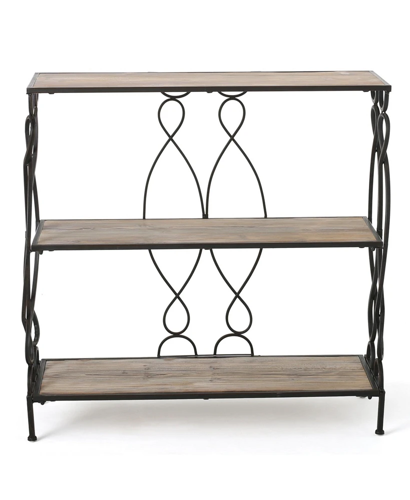 Simplie Fun Modern Industrial Iron and Firwood Bookcase with Open Etagere Design