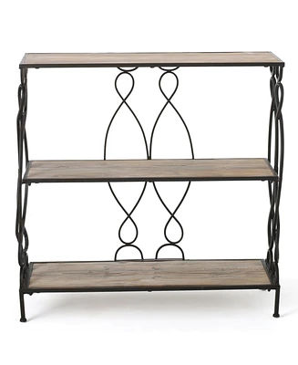 Streamdale Furniture Modern Industrial Iron and Firwood Bookcase with Open Etagere Design