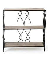 Simplie Fun Modern Industrial Iron and Firwood Bookcase with Open Etagere Design