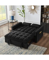 Simplie Fun 4-in-1 Space-Saving Velvet Loveseat Sofa Bed with Storage