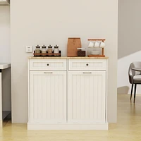Multifunctional Trash Cabinet with Drawers and Uv Painting for Kitchen and Laundry (White)