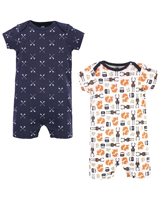 Hudson Baby Boys Cotton Rompers, Forest