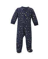 Hudson Baby Baby Boys Baby Premium Quilted Zipper Sleep and Play 2pk, Metallic Stars