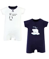 Touched by Nature Baby Boys Unisex Organic Cotton Rompers, Endangered Polar Bear