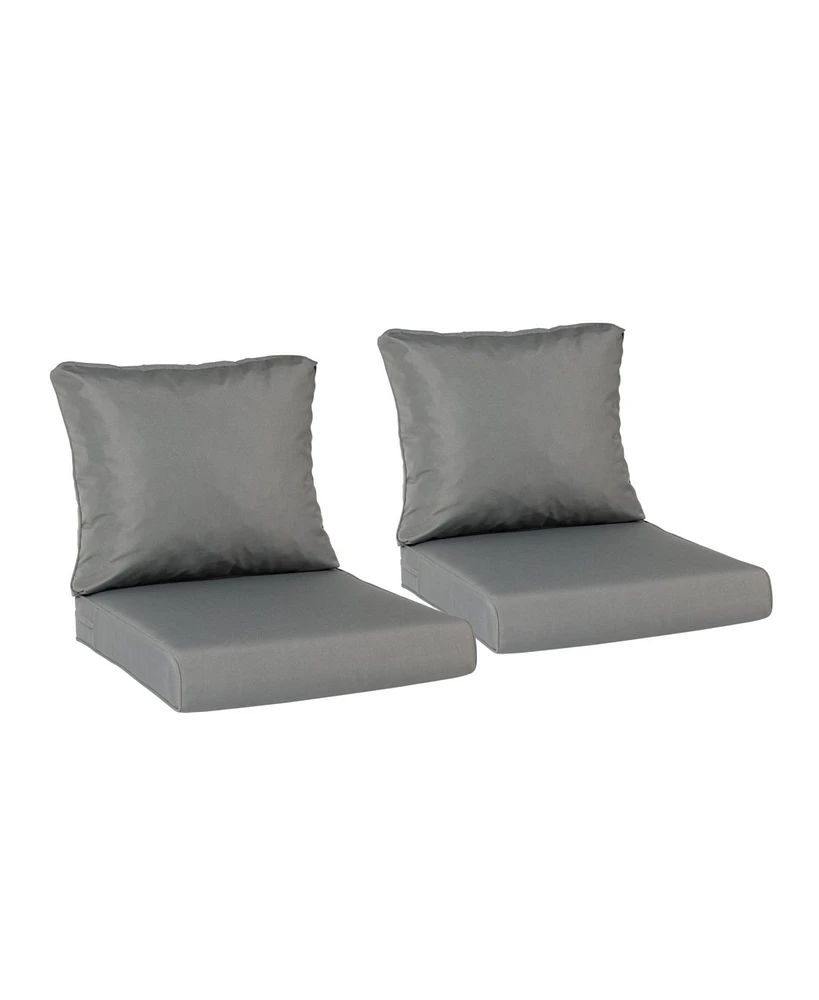 Aoodor Outdoor Chair Cushions Set of 2, 24"x24", Water Resistant Outdoor Deep Seat Cushions with Handle & Adjustable Straps.