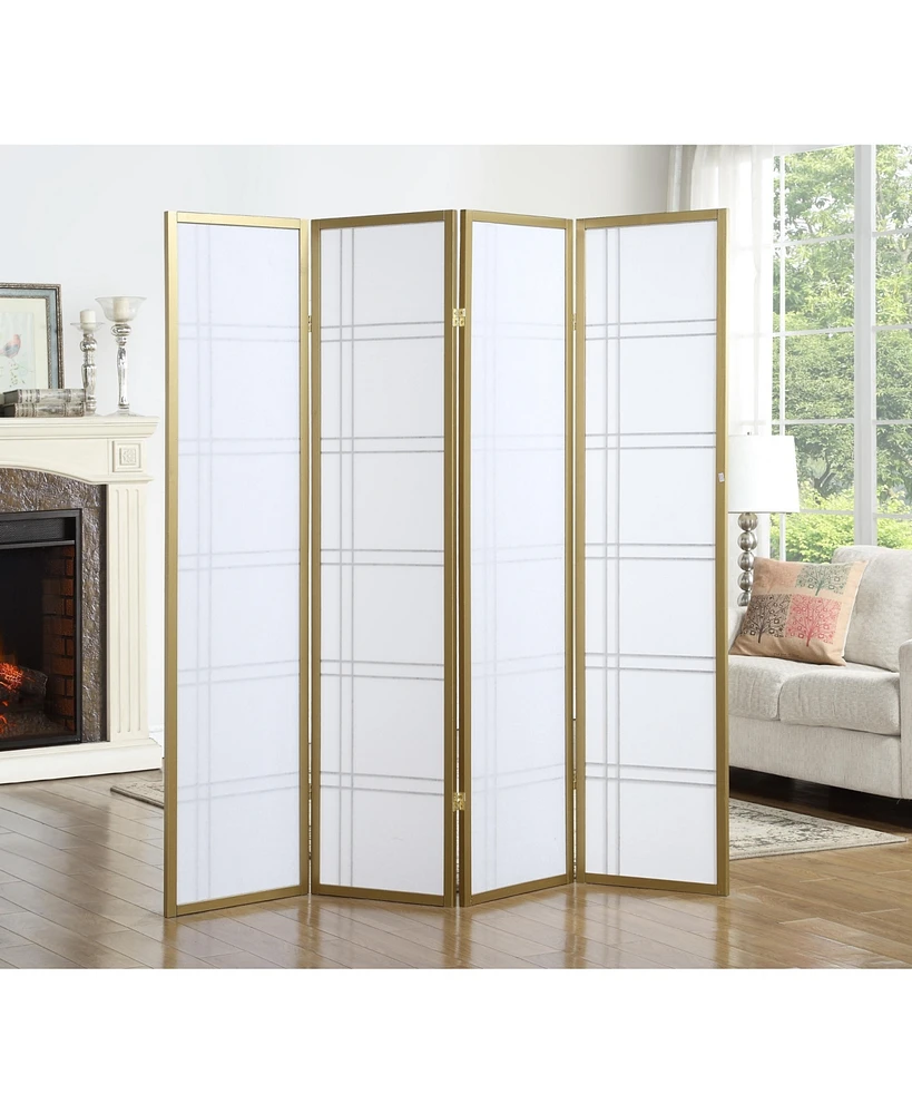 Streamdale Furniture Seto 4-Panel Room Divider Screen, Gold