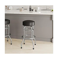 Emma+Oliver 2 Pack Double Ring Chrome Barstool