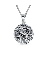 Bling Jewelry Scorpio Zodiac Sign Astrology Horoscope Round Medallion Pendant For Women Necklace Sterling Silver