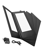 WeChef 4 Pack Led Backlit Menu Cover Leatherette Wine List Check Bill Holder Displayer 2-Panel Fits 5"x11" Paper