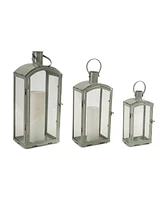 Slickblue Distressed Metal Lantern With Curved Top (Set of 3)