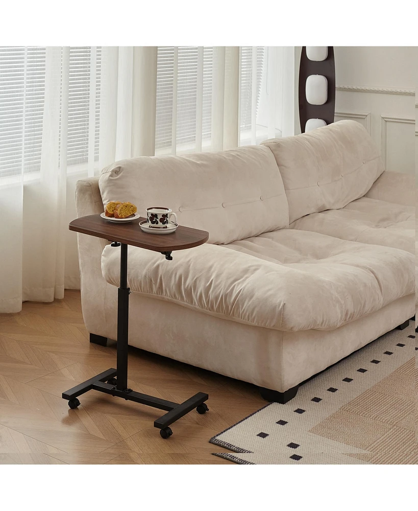 Simplie Fun Height Adjustable Sofa Side C Shape Table, Laptop Holder End Stand Desk