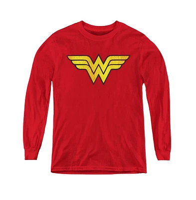 Dc Comics Boys Youth Wonder Woman Logo Dist Long Sleeve Sweatshirts