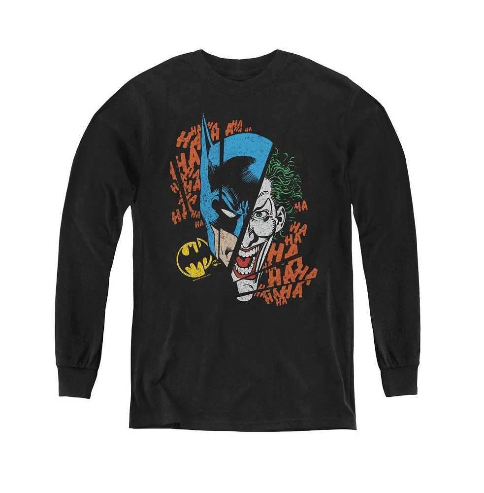 Dc Comics Boys Youth Broken Visage Long Sleeve Sweatshirts