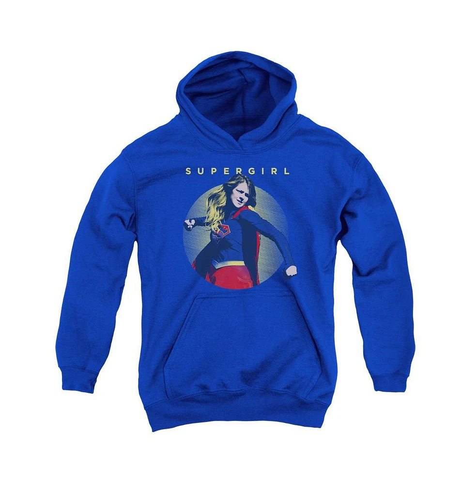 Supergirl Boys Youth Classic Hero Pull Over Hoodie / Hooded Sweatshirt