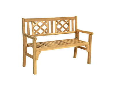 Slickblue Patio Foldable Bench with Curved Backrest and Armrest