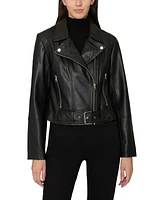 French Connection Women's Asymmetrical Moto With Belt