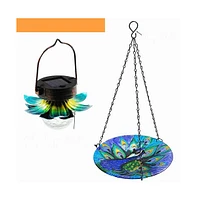 Maggift Solar Bird Bath Feeder with Led Light