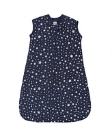 Hudson Baby Baby Boys Hudson Premium Quilted Sleeveless Sleeping Bag and Wearable Blanket, Metallic Stars, 6-12 Months