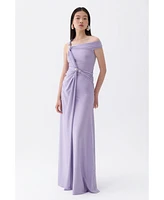 Nocturne Women's Long Dress with Accessory Detail