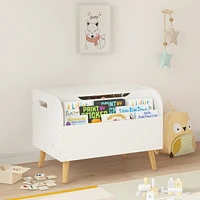 Simplie Fun Multipurpose Toy Box with Bookshelf in White (23.62" W x 15.75" D x 17.13" H)