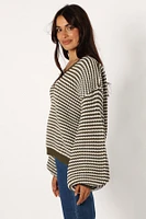 Petal and Pup Women's Becca Crewneck Waffle Stitch Stripe Knit Sweater
