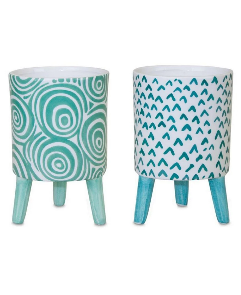 Slickblue Set of 2 Faux Patterned Pots with Legs2)