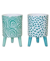 Slickblue Set of 2 Faux Patterned Pots with Legs2)