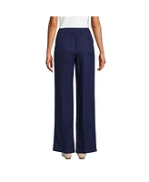 Lands' End Women's High Rise Wide Leg Linen Pleated Pants